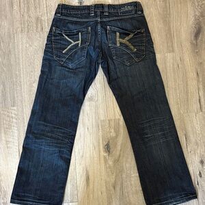 Men's Dark Blue Jeans with Unique Pocket Design